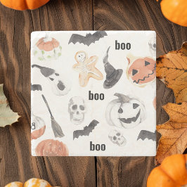 Porta-copo De Pedra Padrão de Assustação Colorida do Halloween |Feliz 