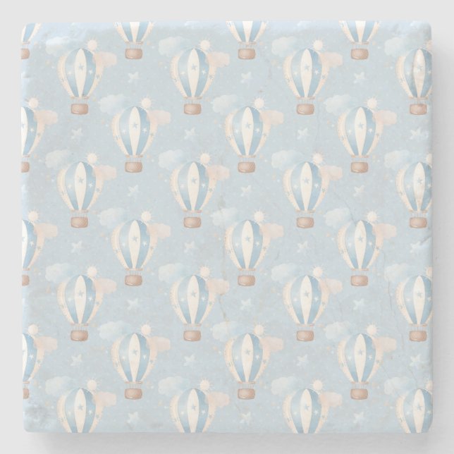 Porta-copo De Pedra Padrão de Balões Azuis (Frente)