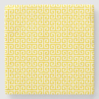 Porta-copo De Pedra Padrão de Chave Grega Amarelo Dourado