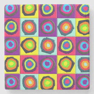 Porta-copo De Pedra Padrão de Círculos Coloridos