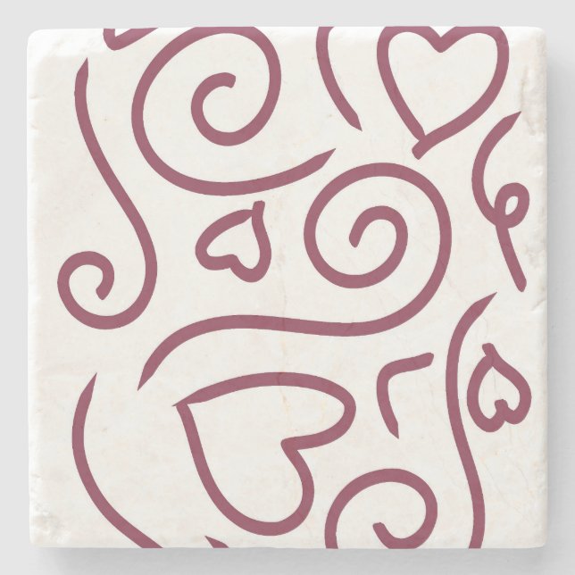 Porta-copo De Pedra Padrão de coração simples (Frente)