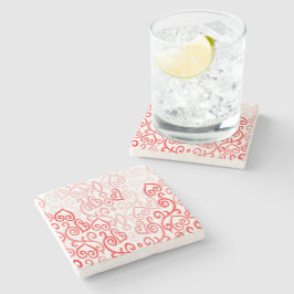 Porta-copo De Pedra Padrão de Coração Vermelho e Rosa