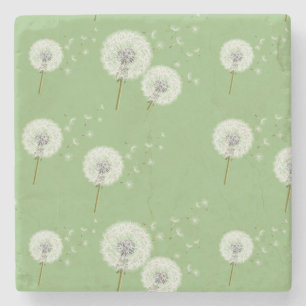 Porta-copo De Pedra Padrão de Dandelion em tela de fundo verde
