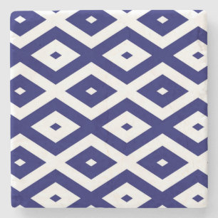Porta-copo De Pedra Padrão de diamante azul marinho e branco
