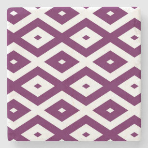 Porta-copo De Pedra Padrão de diamante branco e roxo de ameixa