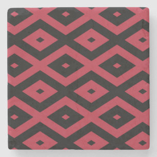 Porta-copo De Pedra Padrão de diamante vermelho e preto