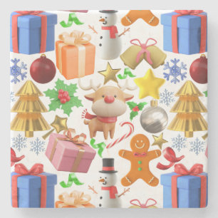 Porta-copo De Pedra Padrão de Enfeites de natal coloridos 3D.01