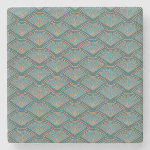 Porta-copo De Pedra Padrão de estilo Art Deco na cor azul teal