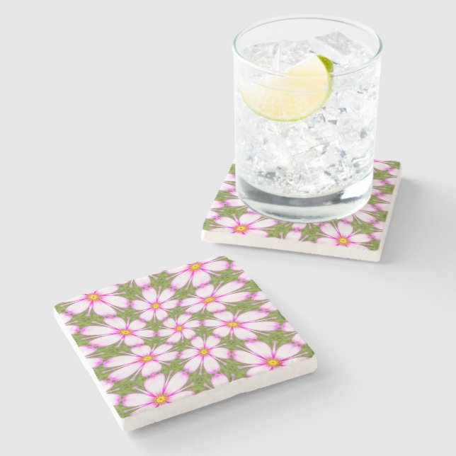 Porta-copo De Pedra Padrão de Flores do Cosmos (Lateral)