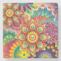 Padrão de Formas de Flor de Deco de Arte Multicolo