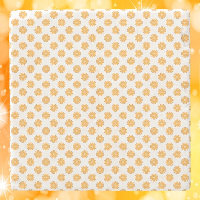Porta-copo De Pedra Padrão de Fruta laranja (A stone coaster with an orange pattern)