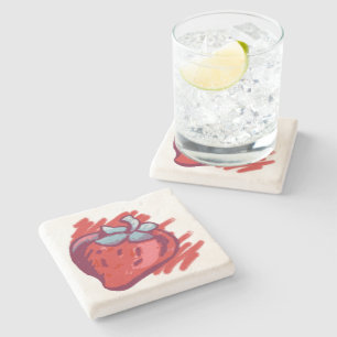 Porta-copo De Pedra Padrão de fruta Morangos em Coisas da Festa do Our