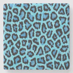 Porta-copo De Pedra padrão de impressão azul-leopardo - rock punk se
