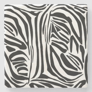 Porta-copo De Pedra Padrão de impressão de zebra preto e branco em neg