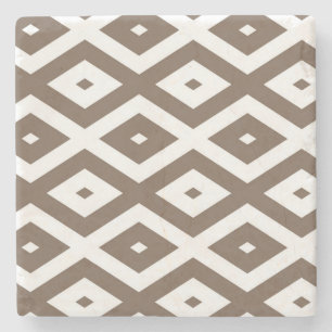 Porta-copo De Pedra Padrão de losango branco e castanho de taupe