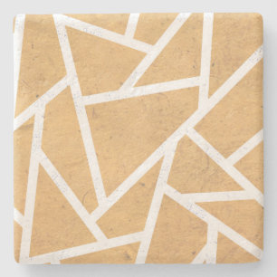 Porta-copo De Pedra Padrão de mosaico amarelo e branco