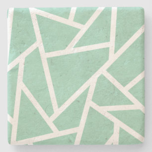 Porta-copo De Pedra Padrão de mosaico branco e verde da Casa da Moeda