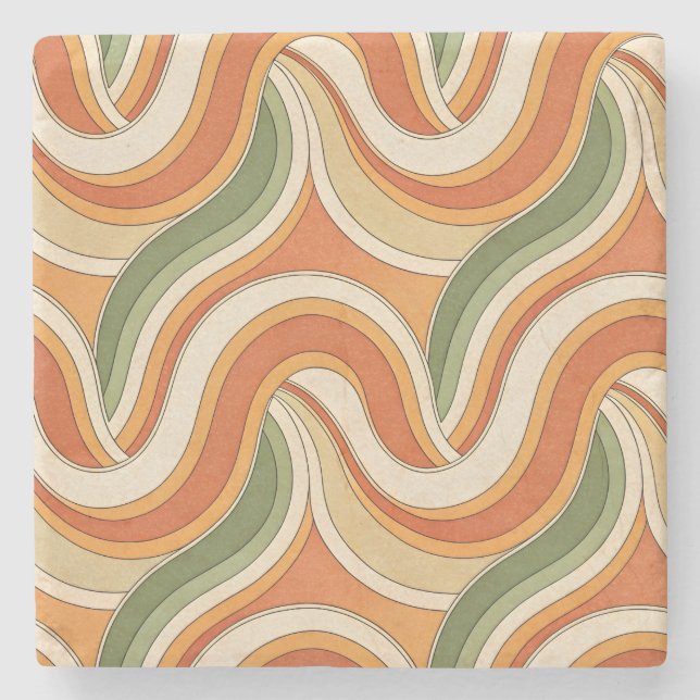 Porta-copo De Pedra Padrão de ondas mágicas (Frente)