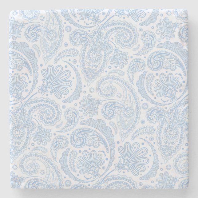 Porta-copo De Pedra Padrão de paisley branco-claro (Frente)