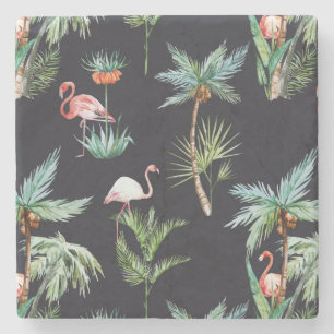 Porta-copo De Pedra Padrão de Palma de Watercolor