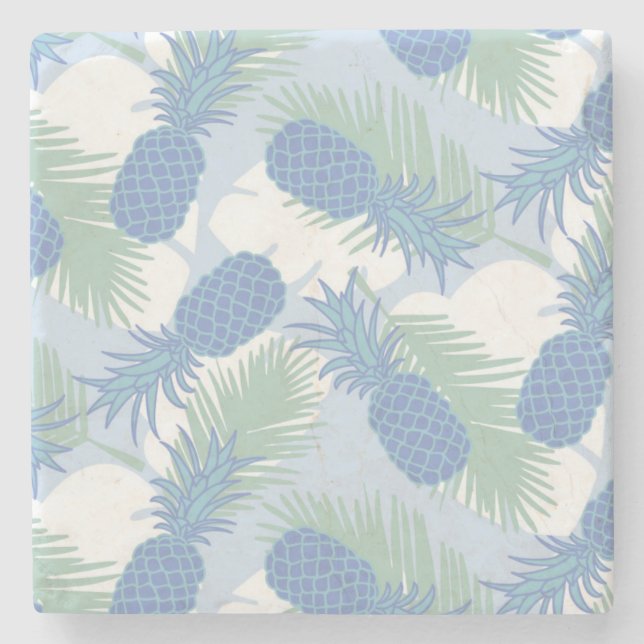 Porta-copo De Pedra Padrão de Pineapple do Pastel Tropical (Frente)