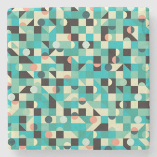 Porta-copo De Pedra Padrão de safra com triângulos e círculos.