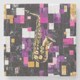Porta-copo De Pedra Padrão de saxofone moderno