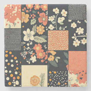 Porta-copo De Pedra Padrão de Sistema Floral Vintage (1)