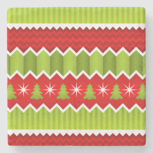 Porta-copo De Pedra Padrão De Stripes De Chevron Vermelho E Verde De N