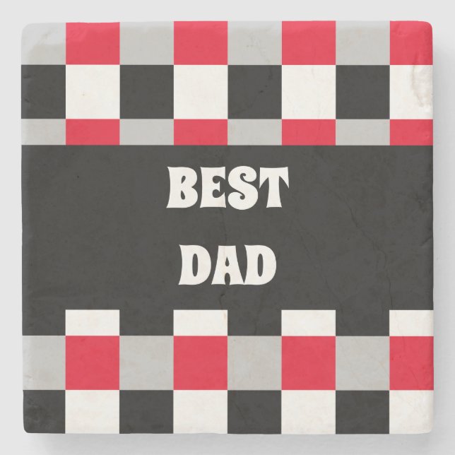 Porta-copo De Pedra Padrão de tabuleiro de xadrez editável (Frente)