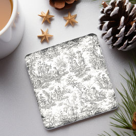 Porta-copo De Pedra Padrão de toile de jouy preto e branco