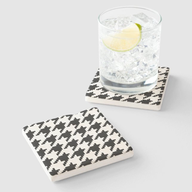 Porta-copo De Pedra Padrão de verificação de houndstooth de pixel de 8 (Lateral)