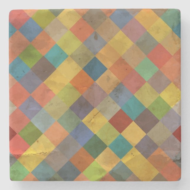 Porta-copo De Pedra Padrão de vindima. Geométrica. (Frente)