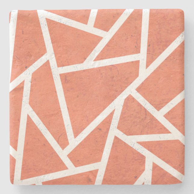Porta-copo De Pedra Padrão do mosaico laranja mandarino (Frente)