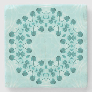 Porta-copo De Pedra Padrão Floral, Azul Teal