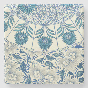 Porta-copo De Pedra Padrão floral azul Vintage