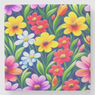 Porta-copo De Pedra Padrão floral colorido