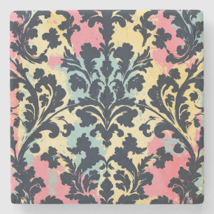 Porta-copo De Pedra Padrão Floral Damask Vintage