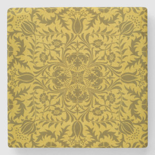 Porta-copo De Pedra Padrão Floral de Borragem Vintage Dourado William