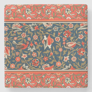 Porta-copo De Pedra Padrão Floral Indo-Persa Boêmio Vintage Vermelho