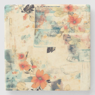 Porta-copo De Pedra Padrão Floral Vintage (2)