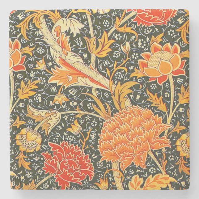 Porta-copo De Pedra Padrão Floral Vintage William Morris Cray (Frente)