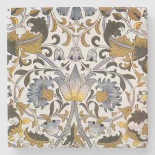 Porta-copo De Pedra Padrão Floral William Morris Lodden: Azul Dourado