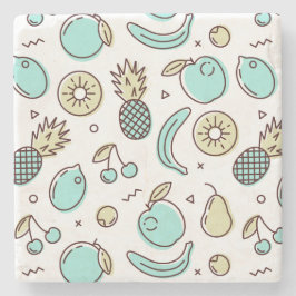 Porta-copo De Pedra Padrão Fofo de Frutas Desenho de Linha de Verão