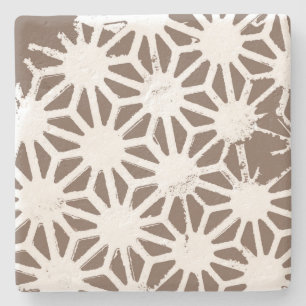 Porta-copo De Pedra Padrão geométrico castanho e branco