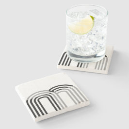 Porta-copo De Pedra Padrão inicial preto branco moderno