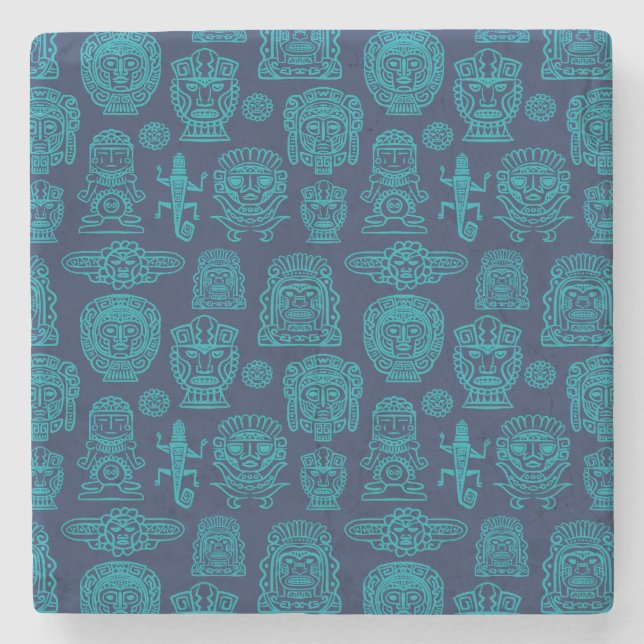 Porta-copo De Pedra Padrão inspirado no Aztec (Frente)