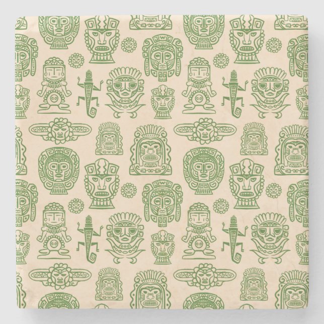 Porta-copo De Pedra Padrão inspirado no Aztec (Frente)