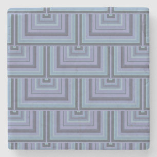 Porta-copo De Pedra Padrão quadrado de faixas de cinza azul