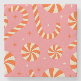 Porta-copo De Pedra Padrão retro natalino de cana doce